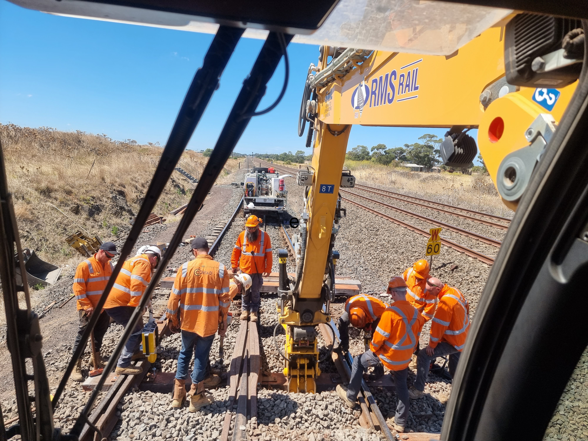 The RMS Rail team working on a rail maintenance project in Victoria